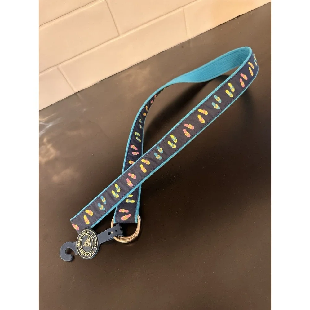 Leather Man LTD. Flip Flop‎ Motif Ribbon Belt Nylon Canvas Blue Sz XXS